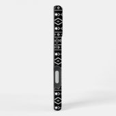 Aztec Shapes Pattern Grau Schwarz iPhone Hülle (Rechte Seite)