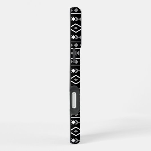 Aztec Shapes Pattern Grau Schwarz iPhone Hülle (Rechte Seite)