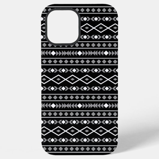 Aztec Shapes Pattern Grau Schwarz iPhone Hülle (Rückseite)