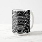 Aztec Shapes Pattern Grau Schwarz Kaffeetasse (VorderseiteRechts)