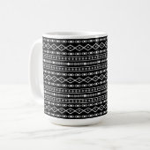 Aztec Shapes Pattern Grau Schwarz Kaffeetasse (Vorderseite Links)