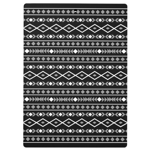 Aztec Shapes Pattern Grau Schwarz Klemmbrett (Rückseite)