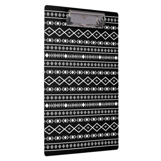 Aztec Shapes Pattern Grau Schwarz Klemmbrett (Rechts)