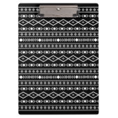 Aztec Shapes Pattern Grau Schwarz Klemmbrett (Vorderseite)