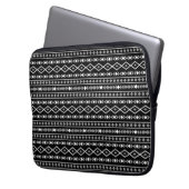Aztec Shapes Pattern Grau Schwarz Laptopschutzhülle (Vorderseite Links)