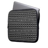 Aztec Shapes Pattern Grau Schwarz Laptopschutzhülle (Vorderseite Links)