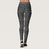 Aztec Shapes Pattern Grau Schwarz Leggings (Rückseite)