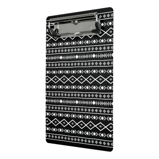 Aztec Shapes Pattern Grau Schwarz Mini Klemmbrett (Gewinkelt2)