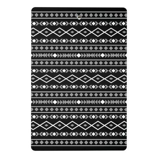 Aztec Shapes Pattern Grau Schwarz Mini Klemmbrett (Rückseite)