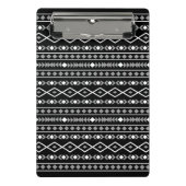 Aztec Shapes Pattern Grau Schwarz Mini Klemmbrett (Vorderseite)