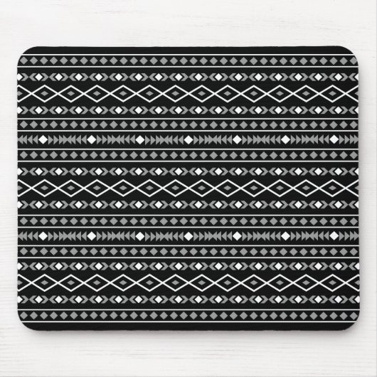 Aztec Shapes Pattern Grau Schwarz Mousepad (Vorne)