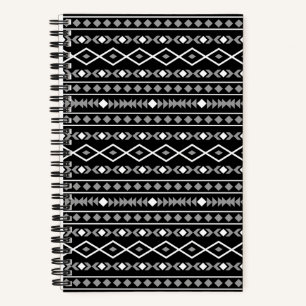 Aztec Shapes Pattern Grau Schwarz Notizblock