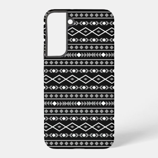 Aztec Shapes Pattern Grau Schwarz Samsung Galaxy Hülle (Rückseite)