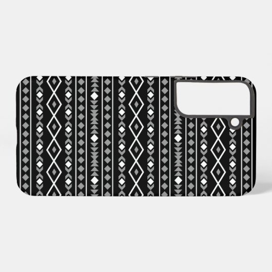 Aztec Shapes Pattern Grau Schwarz Samsung Galaxy Hülle (Rückseite (Horizontal))