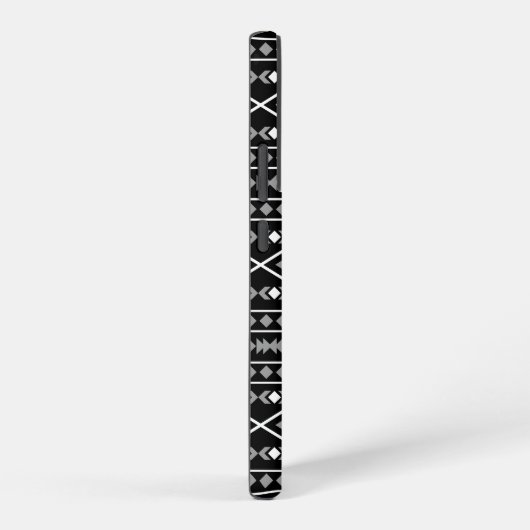 Aztec Shapes Pattern Grau Schwarz Samsung Galaxy Hülle (Rechte Seite)