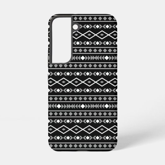 Aztec Shapes Pattern Grau Schwarz Samsung Galaxy Hülle (Rückseite)