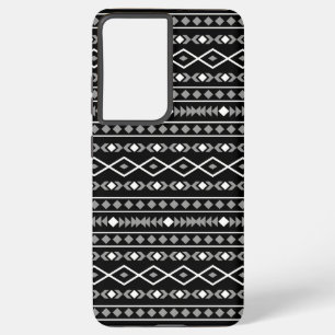 Aztec Shapes Pattern Grau Schwarz Samsung Galaxy Hülle
