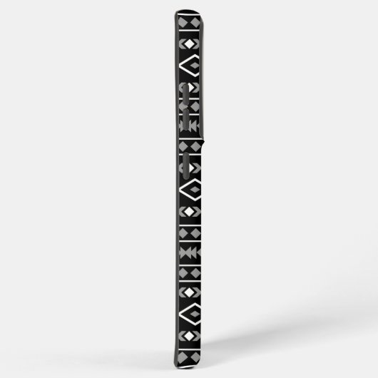 Aztec Shapes Pattern Grau Schwarz Samsung Galaxy Hülle (Rechte Seite)