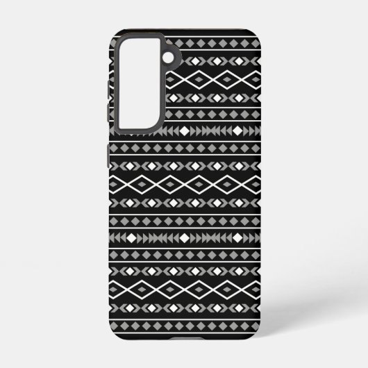 Aztec Shapes Pattern Grau Schwarz Samsung Galaxy Hülle (Rückseite)