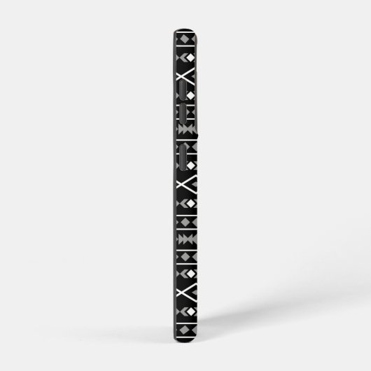Aztec Shapes Pattern Grau Schwarz Samsung Galaxy Hülle (Rechte Seite)