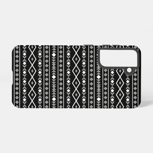 Aztec Shapes Pattern Grau Schwarz Samsung Galaxy Hülle (Rückseite (Horizontal))