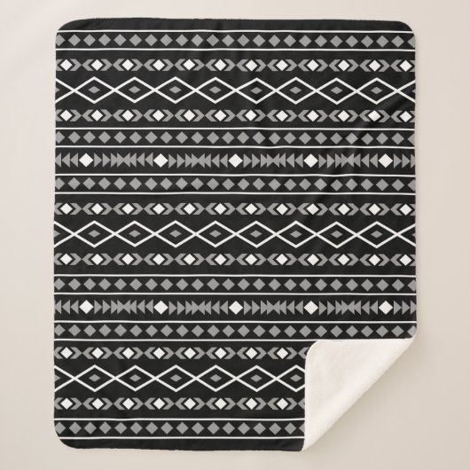 Aztec Shapes Pattern Grau Schwarz Sherpadecke (Vorderseite)