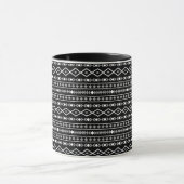 Aztec Shapes Pattern Grau Schwarz Tasse (Zentrum)