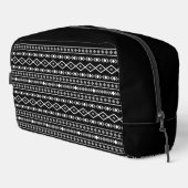 Aztec Shapes Pattern Grau Schwarz Waschbeutel (Rechte Ecke)