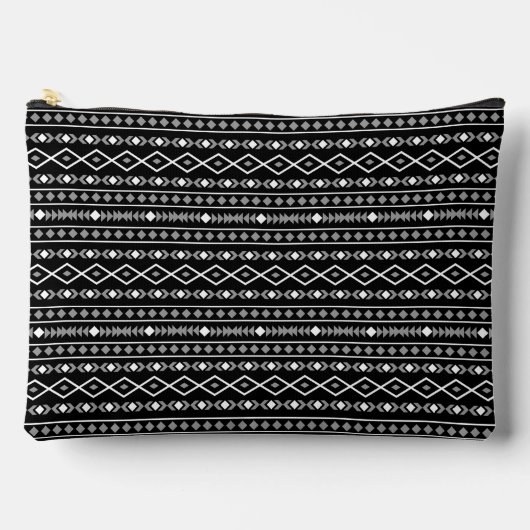 Aztec Shapes Pattern Grau Schwarz Zubehörtasche (Vorderseite)