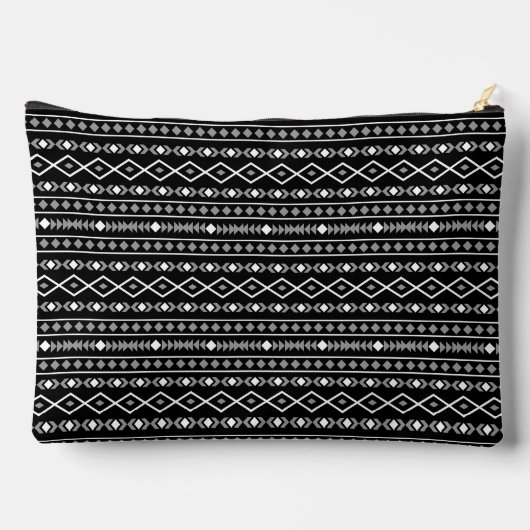 Aztec Shapes Pattern Grau Schwarz Zubehörtasche (Rückseite)