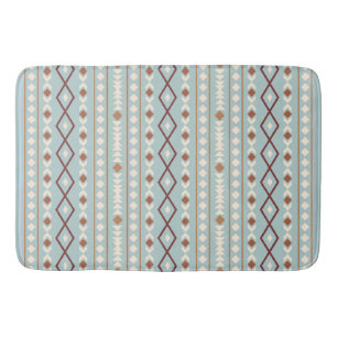 Aztec Shapes Pattern Rusts Cream Aquamarin-blau Badematte