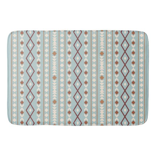 Aztec Shapes Pattern Rusts Cream Aquamarin-blau Badematte (Vorderseite)