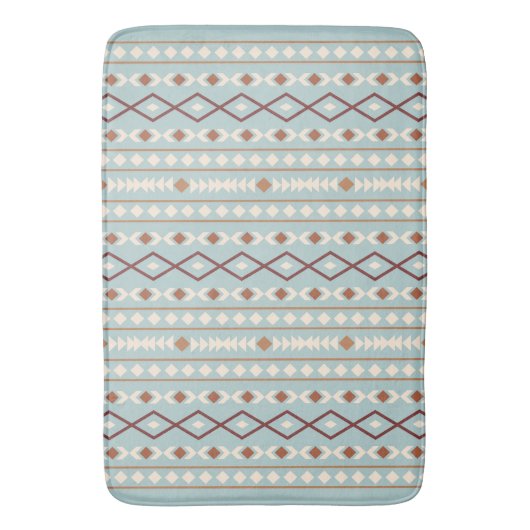 Aztec Shapes Pattern Rusts Cream Aquamarin-blau Badematte (Vorderseite Vertikal)