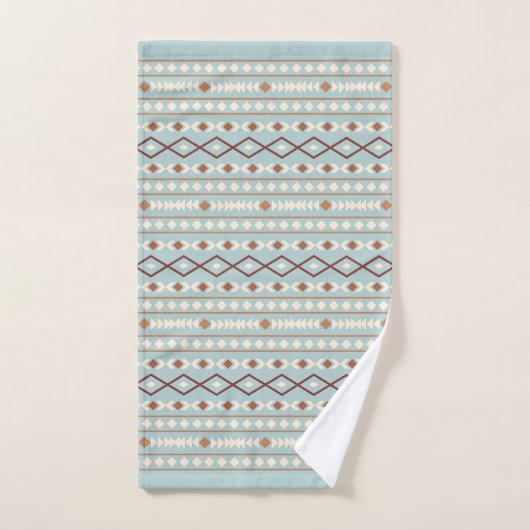 Aztec Shapes Pattern Rusts Cream Aquamarin-blau Badhandtuch Set (Handtuch)