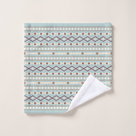 Aztec Shapes Pattern Rusts Cream Aquamarin-blau Badhandtuch Set (Waschlappen)
