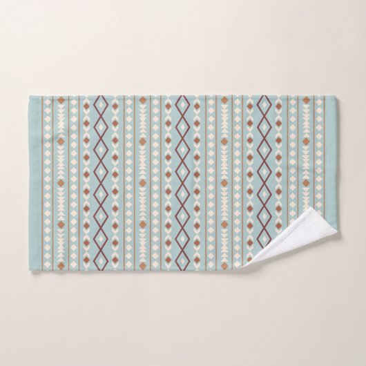 Aztec Shapes Pattern Rusts Cream Aquamarin-blau Badhandtuch Set (Handtuch)