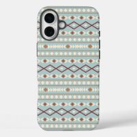 Aztec Shapes Pattern Rusts Cream Aquamarin-blau