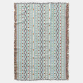Aztec Shapes Pattern Rusts Cream Aquamarin-blau Decke (Vorderseite Vertikal)