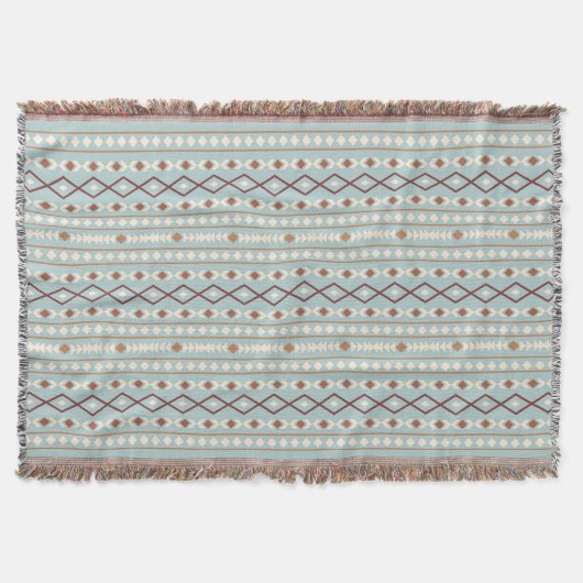 Aztec Shapes Pattern Rusts Cream Aquamarin-blau Decke (Vorderseite)