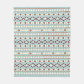 Aztec Shapes Pattern Rusts Cream Aquamarin-blau Fleecedecke (Vorderseite)