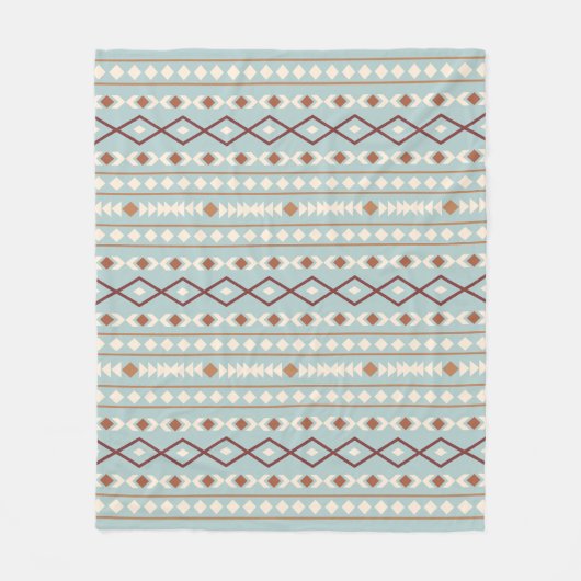 Aztec Shapes Pattern Rusts Cream Aquamarin-blau Fleecedecke (Vorderseite)
