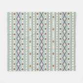 Aztec Shapes Pattern Rusts Cream Aquamarin-blau Fleecedecke (Vorderseite (Horizontal))