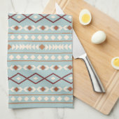 Aztec Shapes Pattern Rusts Cream Aquamarin-blau Geschirrtuch (Viertel Falte)