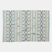 Aztec Shapes Pattern Rusts Cream Aquamarin-blau Geschirrtuch (Horizontal)