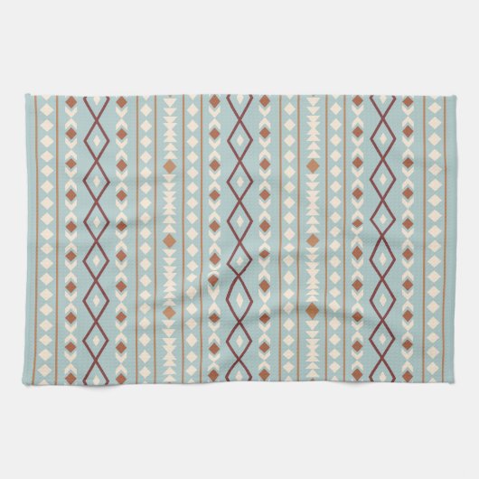 Aztec Shapes Pattern Rusts Cream Aquamarin-blau Geschirrtuch (Horizontal)