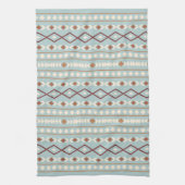 Aztec Shapes Pattern Rusts Cream Aquamarin-blau Geschirrtuch (Vertikal)