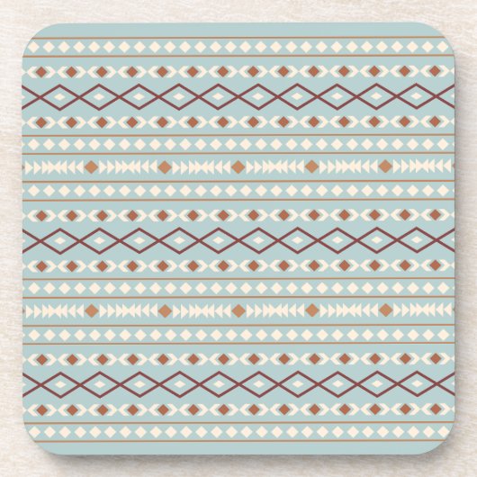 Aztec Shapes Pattern Rusts Cream Aquamarin-blau Getränkeuntersetzer (Vorderseite)