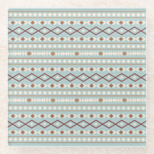 Aztec Shapes Pattern Rusts Cream Aquamarin-blau Glasuntersetzer