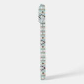 Aztec Shapes Pattern Rusts Cream Aquamarin-blau iPhone Hülle (Linke Seite)