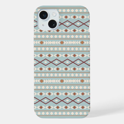 Aztec Shapes Pattern Rusts Cream Aquamarin-blau iPhone Hülle (Rückseite)